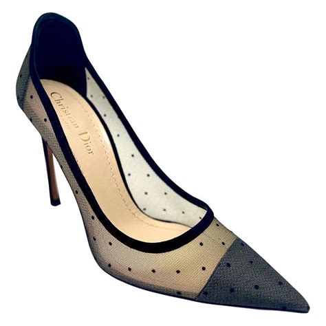 dior logo buckle polka dott mesh heel|Christian Dior Polka Dot Print Mesh Accents Pumps .